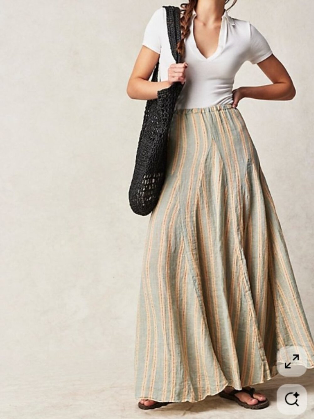 Like New! CP SHADES Lily Maxi Skirt 100% Linen Gray Size M